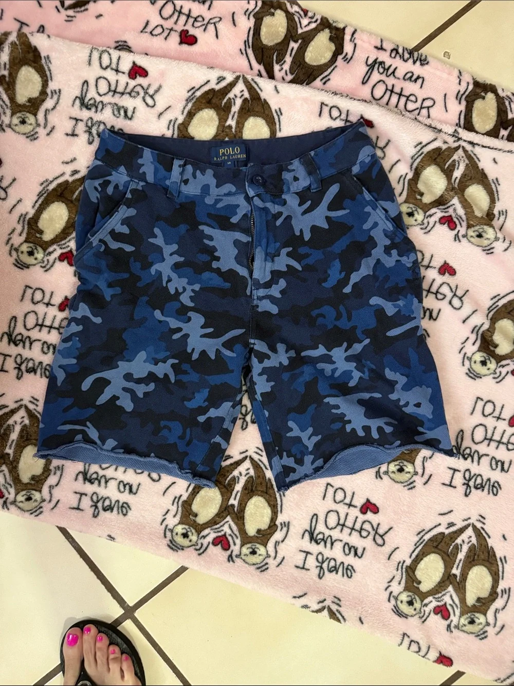 Polo by Ralph Lauren Men’s Blue Camo Cotton-Blend Shorts